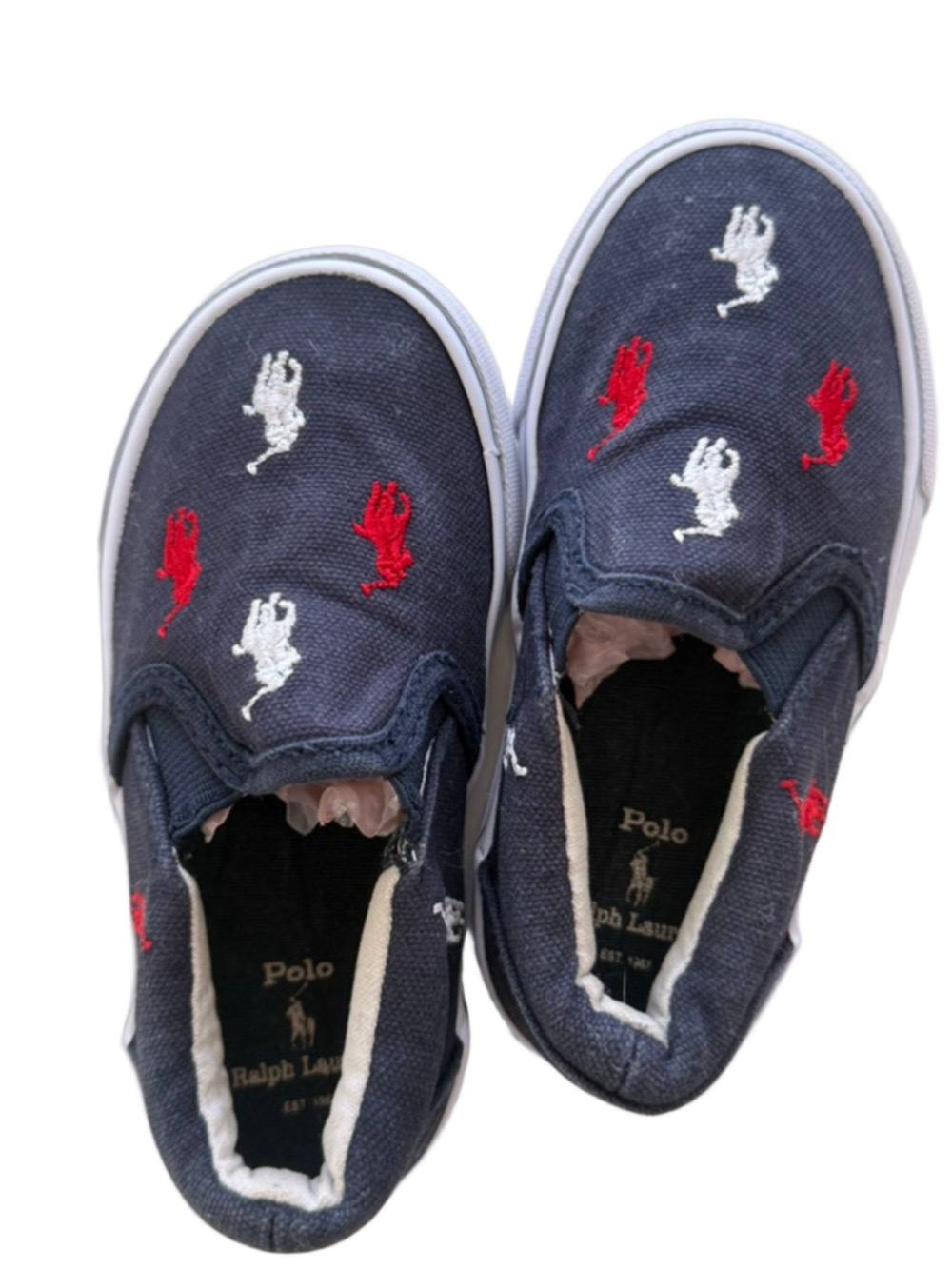 Baby Polo Ralph Lauren Slip-On Shoes Navy Red White Size 4